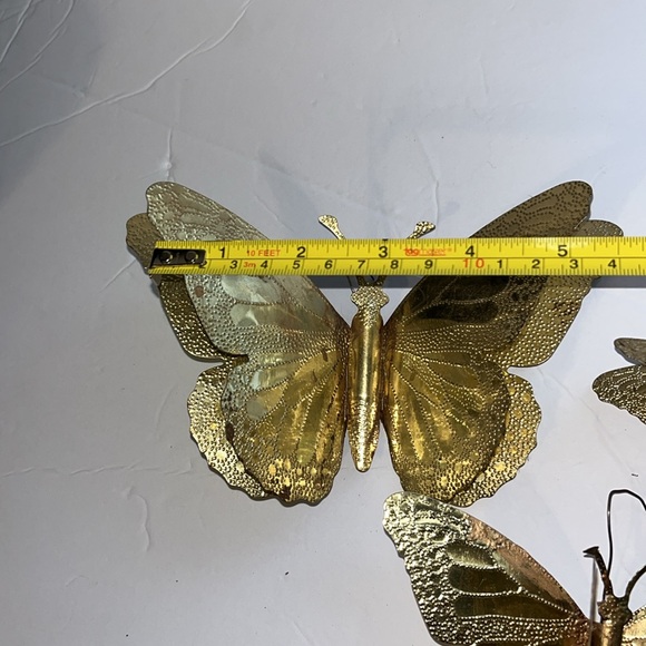 Brass Metal Butterflies Wall Decoration Set of 3 Mid Century Modern Vintage MCM - Picture 4 of 8